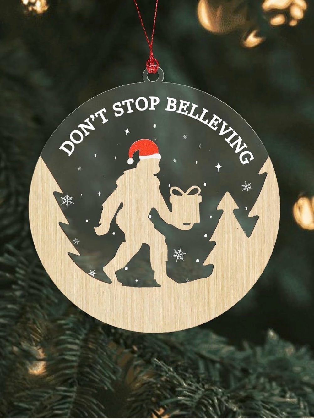 🎇Multi🎇Holiday 'Don't Stop Believing' Wooden Ornament (2/$10)